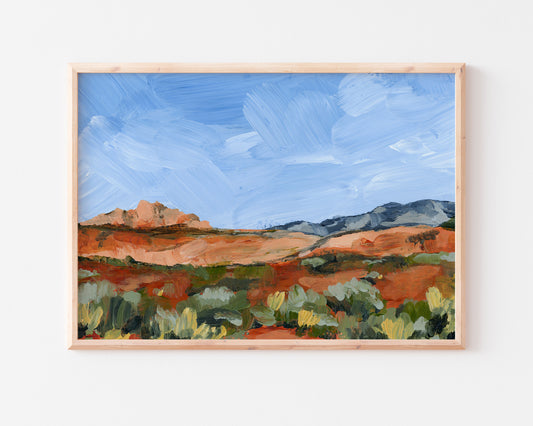 "Red And Blue Desert" Art Print