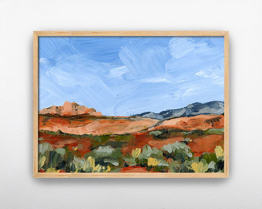 "Red And Blue Desert" Art Print
